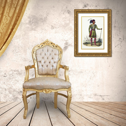 Osceola, a Seminole Leader Gold Ornate Wood Framed Art Print with Double Matting by McKenney, Thomas Lorraine