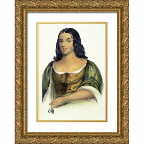 Pocahontas Gold Ornate Wood Framed Art Print with Double Matting by McKenney, Thomas Lorraine