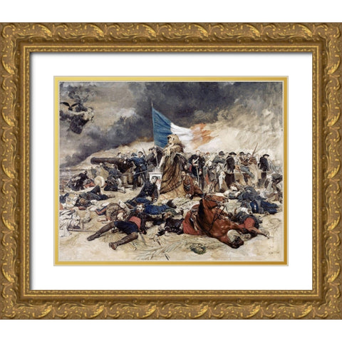Seige of Paris Gold Ornate Wood Framed Art Print with Double Matting by Meissonier, Jean Louis Ernest