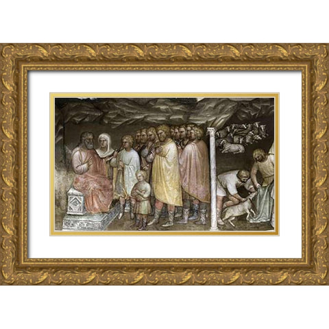 Joseph Tells The Story To His Relatives From Tambour: Stories of Jacob Gold Ornate Wood Framed Art Print with Double Matting by De Menabuoi, Giusto