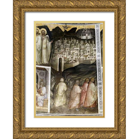Lots Wife Leaves Sodom From Tambour: Scenes From The Old Testament Gold Ornate Wood Framed Art Print with Double Matting by De Menabuoi, Giusto