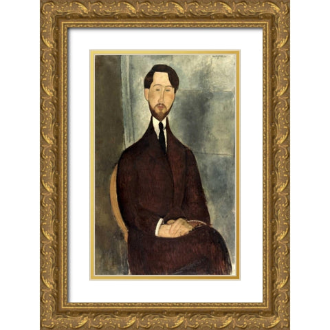 Leopold Zborowski Gold Ornate Wood Framed Art Print with Double Matting by Modigliani, Amedeo