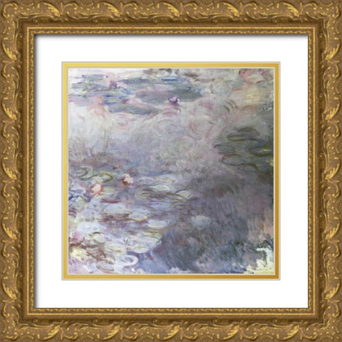 Pale Water Lilies - Nympheas clairs, c. 1917-25 Gold Ornate Wood Framed Art Print with Double Matting by Monet, Claude