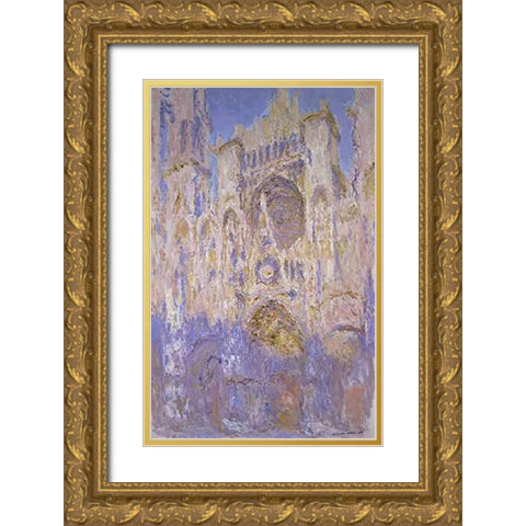 Rouen Cathedral, Effects of Sunlight, Sunset Gold Ornate Wood Framed Art Print with Double Matting by Monet, Claude
