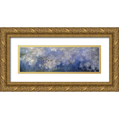 Water Lilies: The Clouds, c. 1914-26 - center panel Gold Ornate Wood Framed Art Print with Double Matting by Monet, Claude