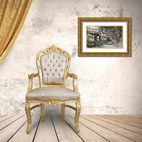 Yport Gold Ornate Wood Framed Art Print with Double Matting by Monet, Claude