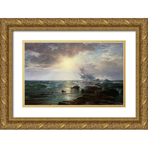 The Calm after the Storm Gold Ornate Wood Framed Art Print with Double Matting by Moran, Edward