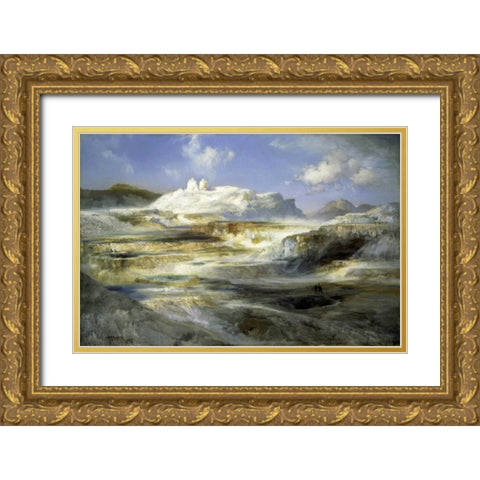 Jupiter Terrace, Yellowstone Gold Ornate Wood Framed Art Print with Double Matting by Moran, Thomas
