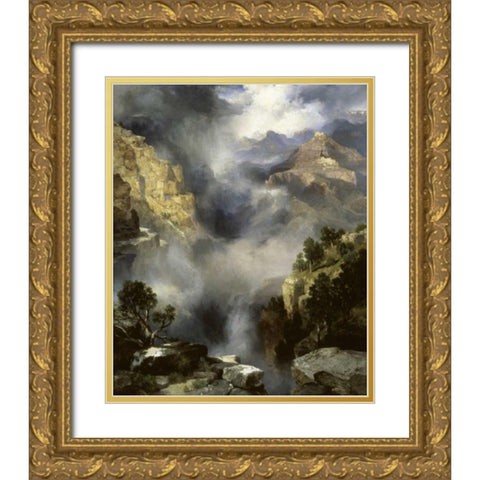 Mist in the Canyon Gold Ornate Wood Framed Art Print with Double Matting by Moran, Thomas