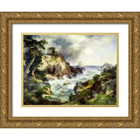 Point Lobos, Monterey, California Gold Ornate Wood Framed Art Print with Double Matting by Moran, Thomas