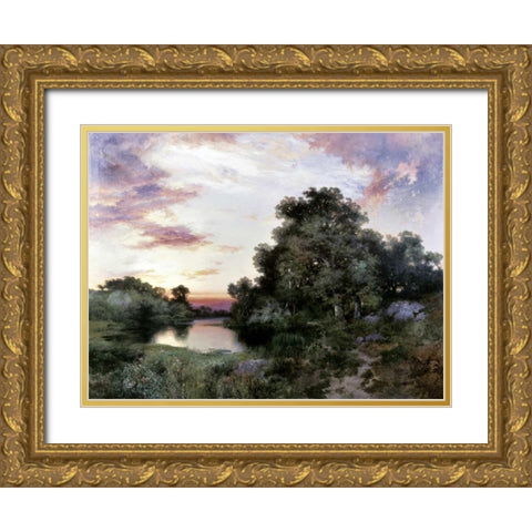 Sunset Gold Ornate Wood Framed Art Print with Double Matting by Moran, Thomas