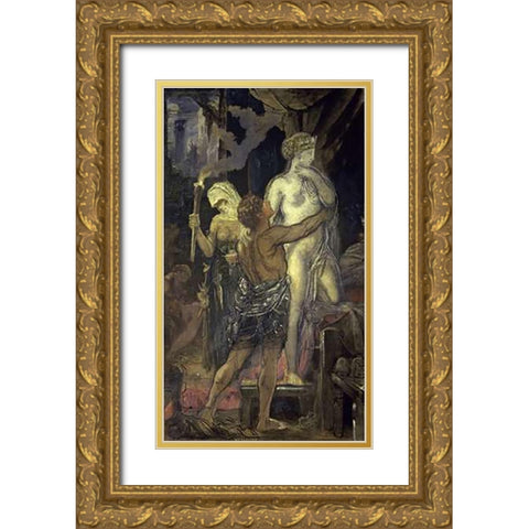 Messalina (Messaline) Gold Ornate Wood Framed Art Print with Double Matting by Moreau, Gustave