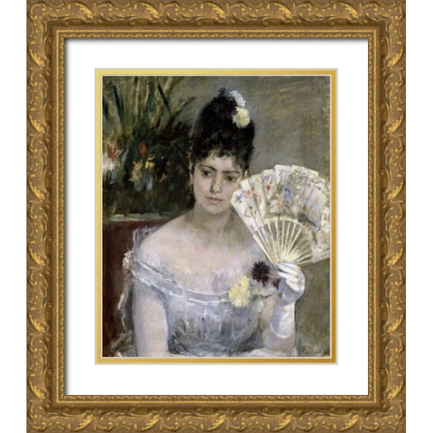 Young Lady at a Ball Gold Ornate Wood Framed Art Print with Double Matting by Morisot, Berthe