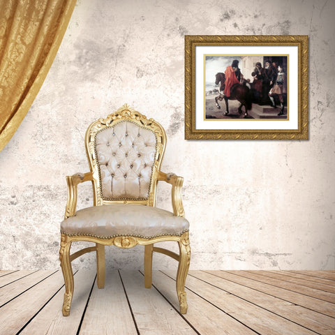 Departure of The Prodigal Son Gold Ornate Wood Framed Art Print with Double Matting by Murillo, Bartolome Esteban