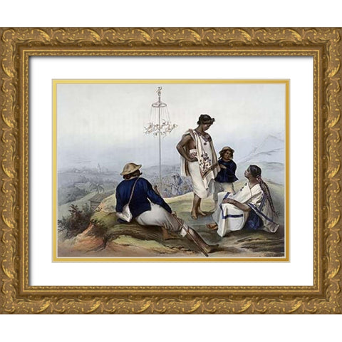Indians of The Guauchinango Mountains Gold Ornate Wood Framed Art Print with Double Matting by Nebel, Carlos