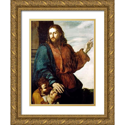 Museumist Blessing the Children Gold Ornate Wood Framed Art Print with Double Matting by Pacheco, Francisco