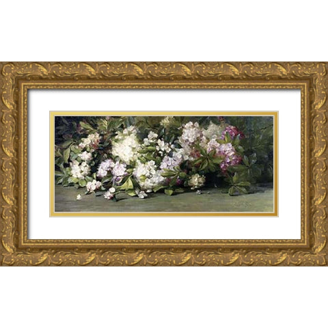 Mountain Laurel Gold Ornate Wood Framed Art Print with Double Matting by Palmer, Adelaide Coburne