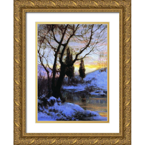 Winter Sunset Gold Ornate Wood Framed Art Print with Double Matting by Palmer, Walter Launt