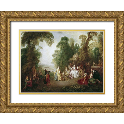 Dance Gold Ornate Wood Framed Art Print with Double Matting by Pater, Jean-Baptiste
