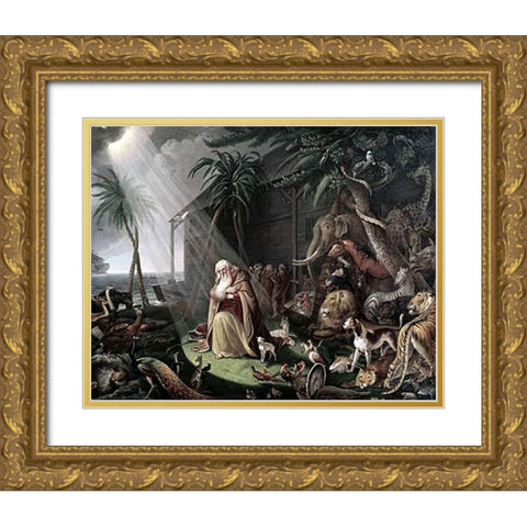 Noahs Ark Gold Ornate Wood Framed Art Print with Double Matting by Peale, James