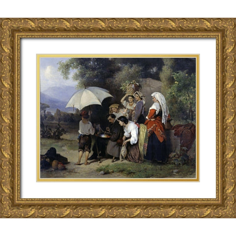 Critics Gold Ornate Wood Framed Art Print with Double Matting by Philippeau, Karel Frans