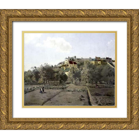 Pontoise Gold Ornate Wood Framed Art Print with Double Matting by Pissarro, Camille