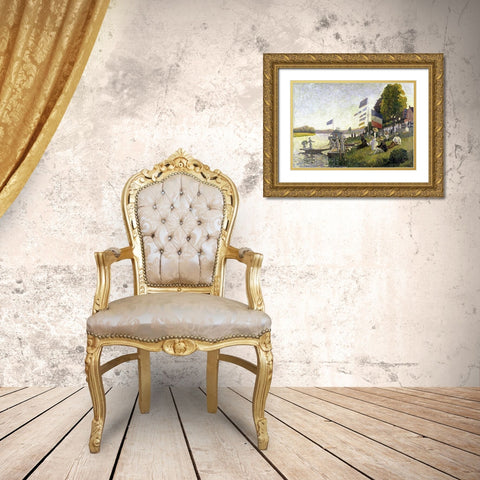 Regatta Gold Ornate Wood Framed Art Print with Double Matting by Pissarro, Camille
