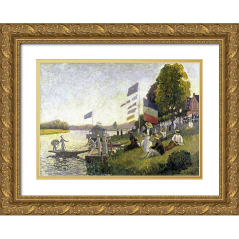 Regatta Gold Ornate Wood Framed Art Print with Double Matting by Pissarro, Camille