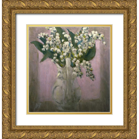 Lilies of The Valley Gold Ornate Wood Framed Art Print with Double Matting by Pittman, Hobson