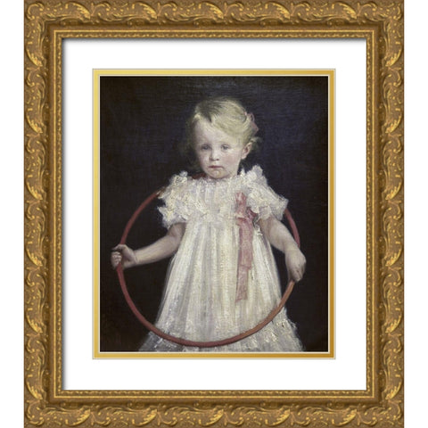 Girl With a Ring Gold Ornate Wood Framed Art Print with Double Matting by Podkowinski, Wladyslaw