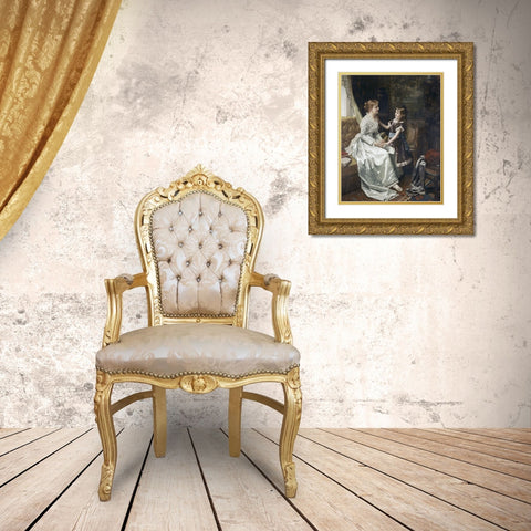 Morning Room Gold Ornate Wood Framed Art Print with Double Matting by Portielje, Jon Frederick Pieter