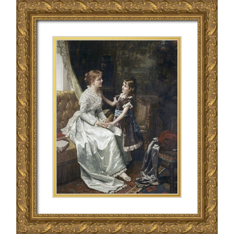 Morning Room Gold Ornate Wood Framed Art Print with Double Matting by Portielje, Jon Frederick Pieter