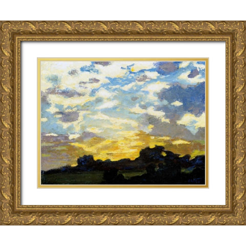 Golden Sunset Gold Ornate Wood Framed Art Print with Double Matting by Potthast, Edward Henry