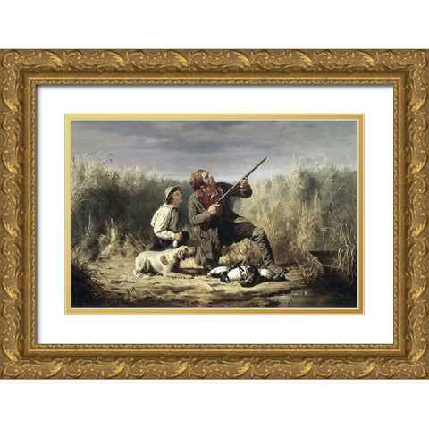 On The Wing Gold Ornate Wood Framed Art Print with Double Matting by Ranney, William Tylee