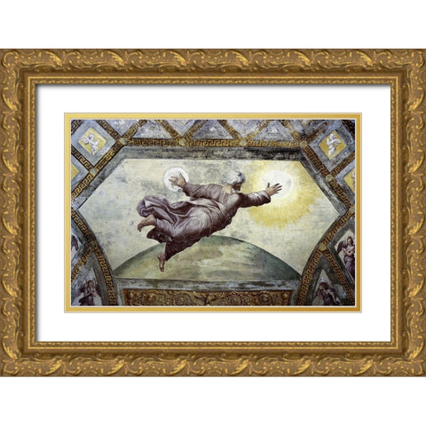 Creation of The Sun and Moon Gold Ornate Wood Framed Art Print with Double Matting by Raphael