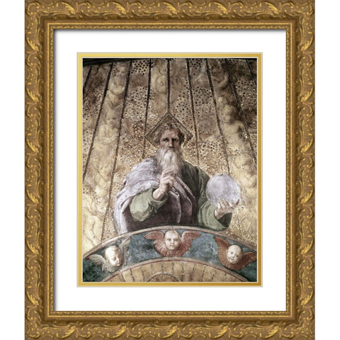 La Disputa - Detail (The Creator) Gold Ornate Wood Framed Art Print with Double Matting by Raphael