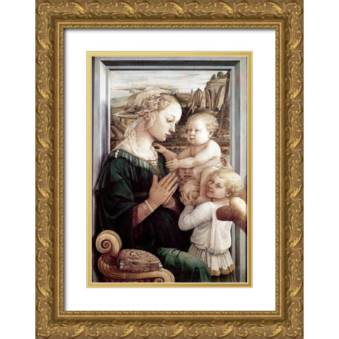 Madonna Del Granduca Gold Ornate Wood Framed Art Print with Double Matting by Raphael