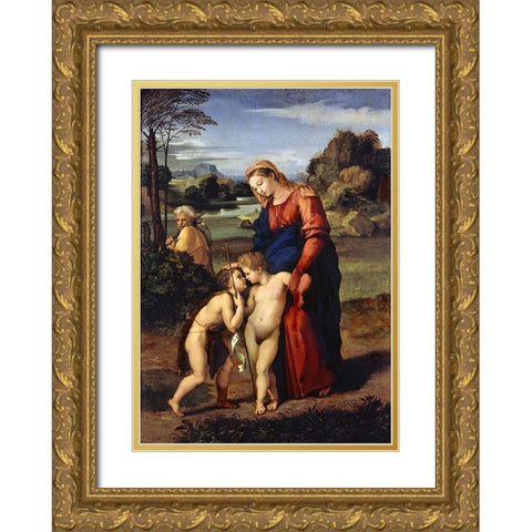 Madonna del Passeggio Gold Ornate Wood Framed Art Print with Double Matting by Raphael