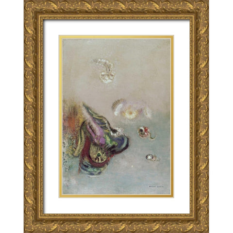 Abstract Scene Gold Ornate Wood Framed Art Print with Double Matting by Redon, Odilion