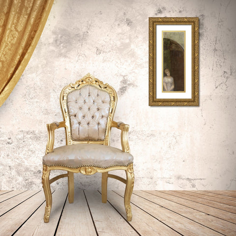 Young Woman Under an Arch Gold Ornate Wood Framed Art Print with Double Matting by Redon, Odilion