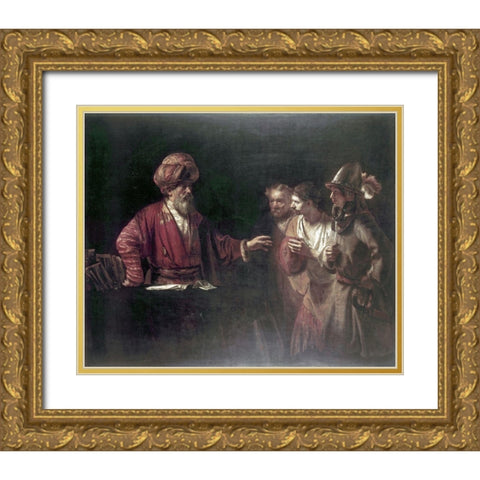 Centurion Cornelius Gold Ornate Wood Framed Art Print with Double Matting by Rembrandt Van Rijn,
