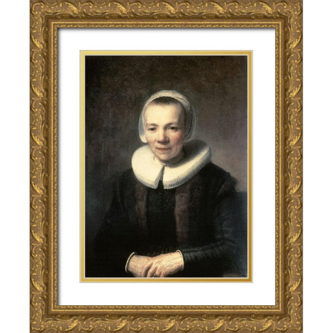 Portrait of B. Martens Doomer Gold Ornate Wood Framed Art Print with Double Matting by Rembrandt Van Rijn,