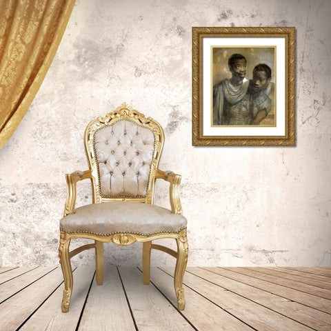 Two Black Men Gold Ornate Wood Framed Art Print with Double Matting by Van Rijn, Rembrandt