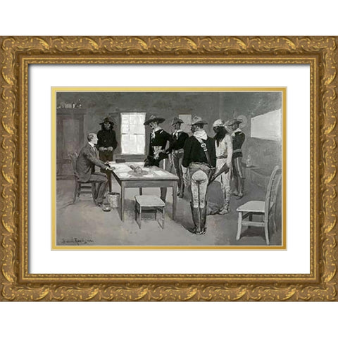 Apache Before The Indian Agency Gold Ornate Wood Framed Art Print with Double Matting by Remington, Frederic