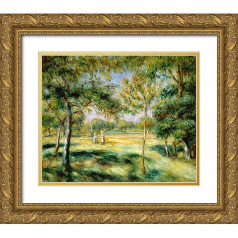 Clairiere Gold Ornate Wood Framed Art Print with Double Matting by Renoir, Pierre-Auguste