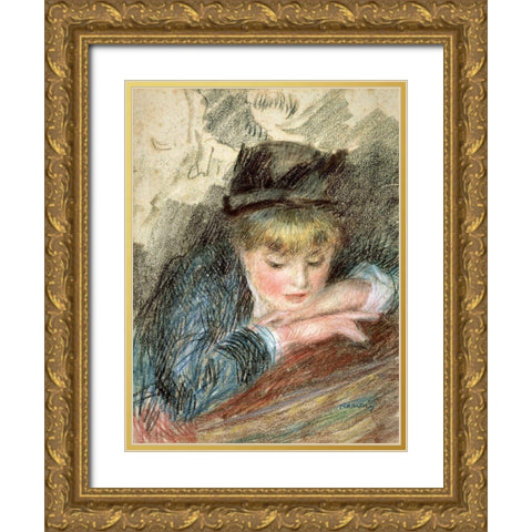 La Loge Gold Ornate Wood Framed Art Print with Double Matting by Renoir, Pierre-Auguste