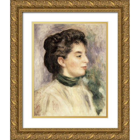 Madame Paul Gallimard Gold Ornate Wood Framed Art Print with Double Matting by Renoir, Pierre-Auguste