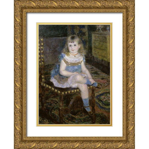Miss Georgette Charpentier Seated Gold Ornate Wood Framed Art Print with Double Matting by Renoir, Pierre-Auguste