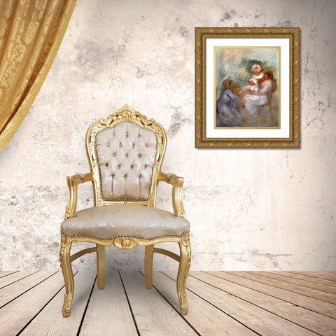 The Family Gold Ornate Wood Framed Art Print with Double Matting by Renoir, Pierre-Auguste