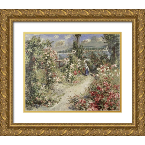 The Greenhouse Gold Ornate Wood Framed Art Print with Double Matting by Renoir, Pierre-Auguste